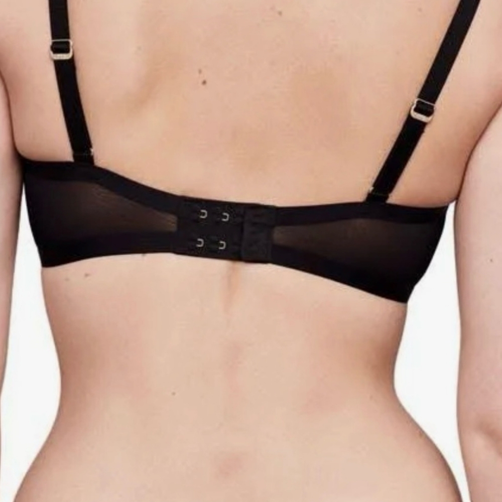 CUUP The Plunge Underwire Bra Black 36F 36DDD Sheer Mesh NWOT - Picture 5 of 7